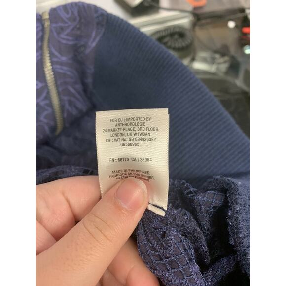 Anthropologie Elevenses Blue Semi-Sheer Miranda Lace Bomber Womens Size L - Picture 7 of 8